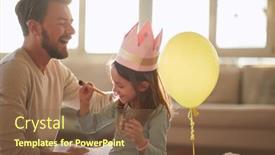  Presentation with joyful - Presentation design enhanced with joyful-dad-and-daughter-dressing background and a tawny brown colored foreground