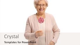  Presentation with elderly woman in nursing - Colorful slide set enhanced with swirly - joyful elderly woman backdrop and a lemonade colored foreground