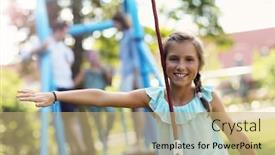  Presentation with playground - Cool new presentation theme with joyful family having fun on playground backdrop and a coral colored foreground