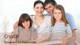  Presentation with family reading - Theme consisting of joyful family reading together background and a coral colored foreground