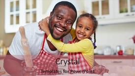  Presentation with cooking kids - Beautiful presentation theme featuring joyful father and daughter cooking backdrop and a coral colored foreground