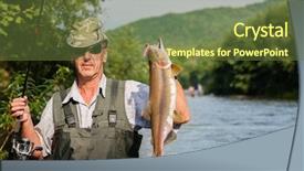  Presentation with pink river - Slide set having joyful fisherman keeps caught salmon pink salmon was caught in the river far east russia background and a tawny brown colored foreground