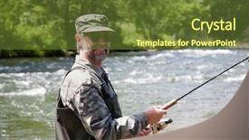  Presentation with fisherman - Slide deck enhanced with joyful fisherman pulls caught salmon background and a tawny brown colored foreground