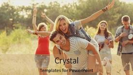  Presentation with welcome back friend - Presentation design consisting of back in the forest outdoor background and a coral colored foreground