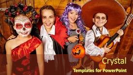  Presentation with spider web - Amazing presentation theme having muertos day of the dead backdrop and a tawny brown colored foreground