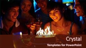  Presentation with birthday cake - Beautiful slides featuring joyful girl looking at birthday backdrop and a wine colored foreground