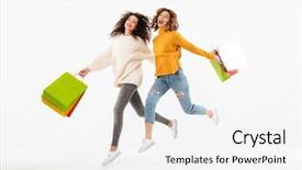  Presentation with girls running - PPT layouts enhanced with joyful girls in sweaters running background and a white colored foreground