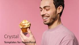  Presentation with joyful - Audience pleasing slide set consisting of joyful-handsome-guy-laughing backdrop and a lemonade colored foreground