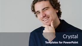  Presentation with joyful - PPT layouts having joyful-handsome-man-in-jacket background and a navy blue colored foreground