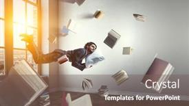  Presentation with joyful - Cool new presentation theme with joyful-happe-businessman-levitating-horizontally backdrop and a violet colored foreground