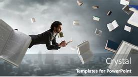  Presentation with joyful - Theme enhanced with joyful-happe-businessman-levitating-horizontally background and a gray colored foreground