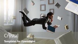  Presentation with joyful - Audience pleasing slide deck consisting of joyful-happe-businessman-levitating-horizontally backdrop and a gray colored foreground