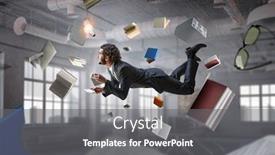  Presentation with joyful - PPT theme enhanced with levitate - joyful happe businessman levitating horizontally background and a gray colored foreground