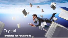  Presentation with businessman loses - Audience pleasing presentation theme consisting of joyful happe businessman levitating horizontally backdrop and a gray colored foreground