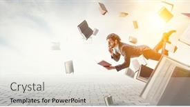  Presentation with joyful - Presentation theme consisting of joyful-happe-businessman-levitating-horizontally background and a sky blue colored foreground