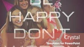  Presentation with black girls - Slides enhanced with joyful happy smiling teen girls have fun on birthday party over black be happy don't worry background and a coral colored foreground