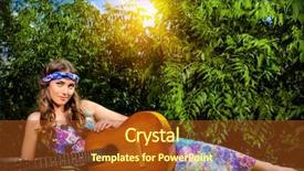  Presentation with hippie - Amazing PPT theme having joyful hippie girl playing the guitar outdoor in the sunny summer day child of nature lifestyle backdrop and a tawny brown colored foreground