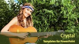  Presentation with hippie - Amazing slides having children music free - joyful hippie girl playing backdrop and a tawny brown colored foreground