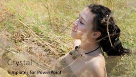  Presentation with hippie - Beautiful presentation design featuring joyful-hippie-woman-with-dreadlocks backdrop and a coral colored foreground