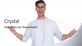  Presentation with young man wearing a hat - Beautiful slides featuring joyful invitation - excited young casual man backdrop and a white colored foreground