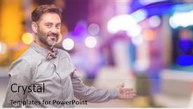  Presentation with night club - Amazing presentation theme having joyful invitation - middle age man with beard backdrop and a light gray colored foreground