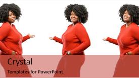  Presentation with plus size fashion model - Slides having joyful invitation - young beautiful african plus size background and a red colored foreground