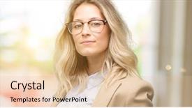  Presentation with beautiful nature in twilight - Colorful presentation enhanced with joyful invitation - young beautiful woman confident backdrop and a  colored foreground