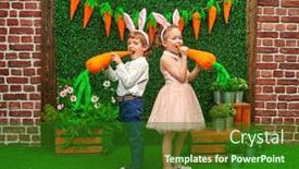  Presentation with pretend - Colorful presentation design enhanced with joyful-little-boy-and-girl backdrop and a forest green colored foreground