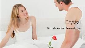  Presentation with lovers - Slides featuring joyful lovers having breakfast in their bed at home background and a lemonade colored foreground