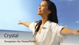  Presentation with little asian girl receiving vaccination - Cool new presentation theme with joyful mood - beautiful asian girl smiling happy backdrop and a lemonade colored foreground