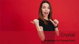  Presentation with long hair - Theme consisting of joyful mood - image of caucasian woman 20s background and a crimson colored foreground