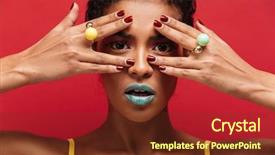  Presentation with multicolor - Beautiful PPT theme featuring joyful mood - multicolor image of young woman backdrop and a tawny brown colored foreground