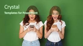  Presentation with women - Slide set consisting of joyful mood - portrait of two excited redhead background and a tawny brown colored foreground