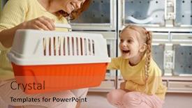  Presentation with joyful - Presentation theme featuring joyful-mother-and-girl-child background and a coral colored foreground