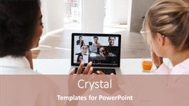  Presentation with multicultural - Slide deck with joyful-multicultural-girls-waving-hands background and a coral colored foreground