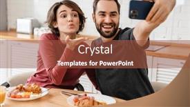  Presentation with joyful - Presentation theme enhanced with joyful-nice-couple-taking-selfie background and a red colored foreground