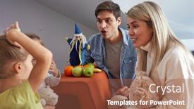  Presentation with children parents - Colorful slide deck enhanced with joyful-parents-playing-together backdrop and a red colored foreground