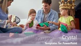  Presentation with children parents - Theme having joyful-parents-playing-together background and a gray colored foreground