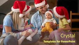  Presentation with christmas kids - Slides consisting of joyful-parents-spening-christmas-time background and a tawny brown colored foreground