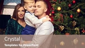  Presentation with atmosphere - Slide deck with joyful-parents-with-their-beloved background and a coral colored foreground