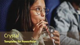  Presentation with joyful - Slide set featuring joyful-preteen-girl-wearing-eyeglasses background and a tawny brown colored foreground