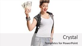  Presentation with punk - Slide deck featuring joyful punk girl with bundles background and a  colored foreground