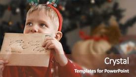  Presentation with religious christmas - Amazing slide deck having joyful religious - little boy with christmas gifts backdrop and a  colored foreground