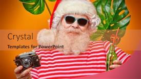  Presentation with tropical christmas - Slides with joyful-santa-claus-is-relaxing background and a coral colored foreground