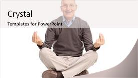  Presentation with generic seated cricket stadium - Cool new presentation theme with joyful senior gentleman meditating seated backdrop and a  colored foreground