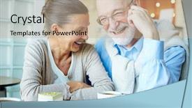  Presentation with joyful - Slides having joyful spouses having fun background and a coral colored foreground