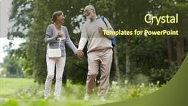  Presentation with weekend - Amazing PPT theme having joyful spouses taking walk backdrop and a tawny brown colored foreground