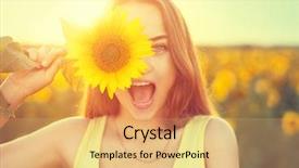  Presentation with teenage girl - Beautiful slide set featuring joyful teenage girl with sun backdrop and a yellow colored foreground