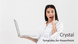 Presentation with pregnant woman - Amazing PPT theme having joyful waiting - image of excited pregnant woman backdrop and a light gray colored foreground