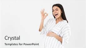  Presentation with pregnant woman - Cool new PPT layouts with joyful waiting - photo of positive pregnant woman backdrop and a white colored foreground